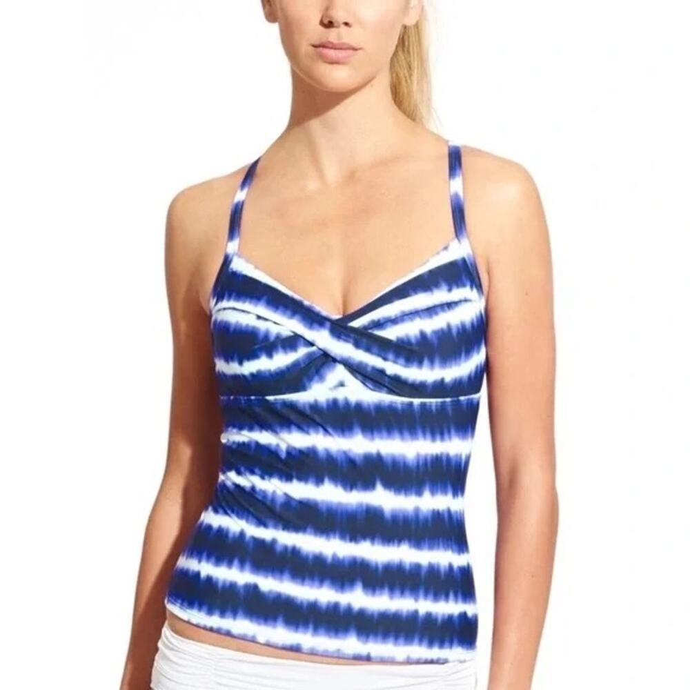 Athleta Blue and White Tie-Dye Bikini